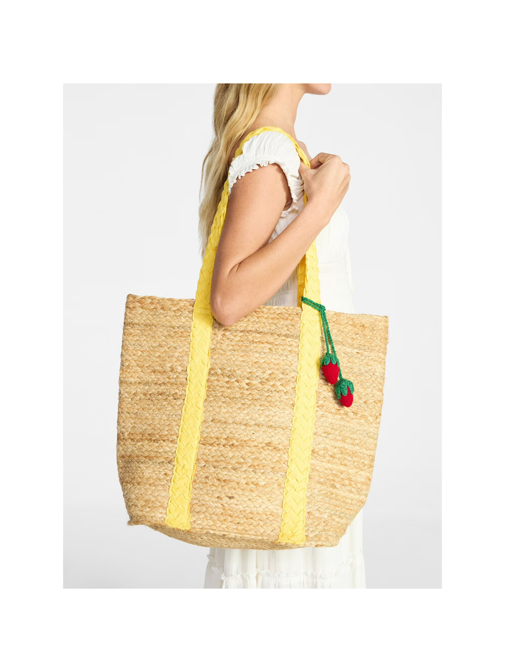 No Boundaries Beach Icon Jute Material Tote Golden Yarrow 16" x 19" NWT